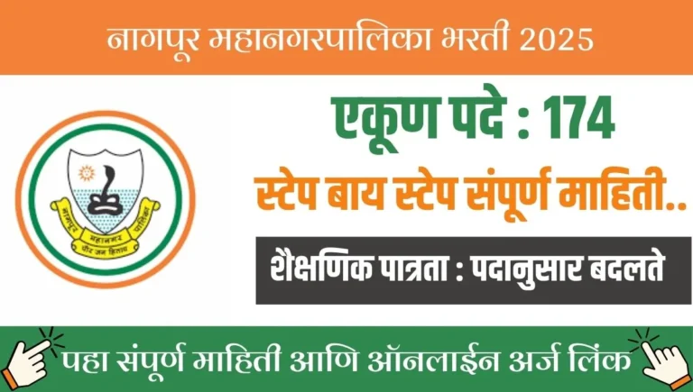 Nagpur Mahanagarpalika Recruitment: नागपूर महानगरपालिका मध्ये १७४ कनिष्ठ लिपीक, प्रोग्रामर व इतर पदांसाठी भरती; ऑनलाइन अर्ज सुरु!