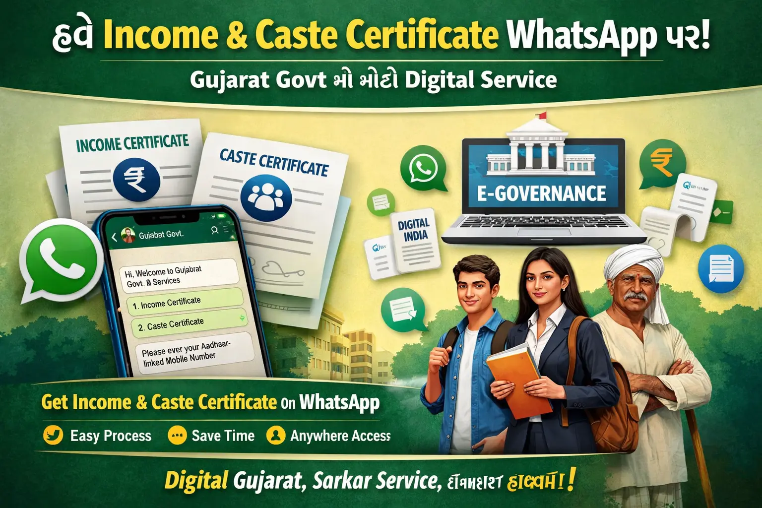 Income & Caste Certificate Now On WhatsApp