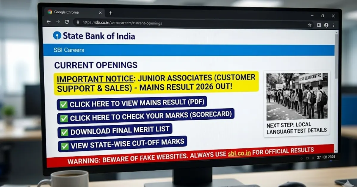 SBI Clerk Mains Result 2026