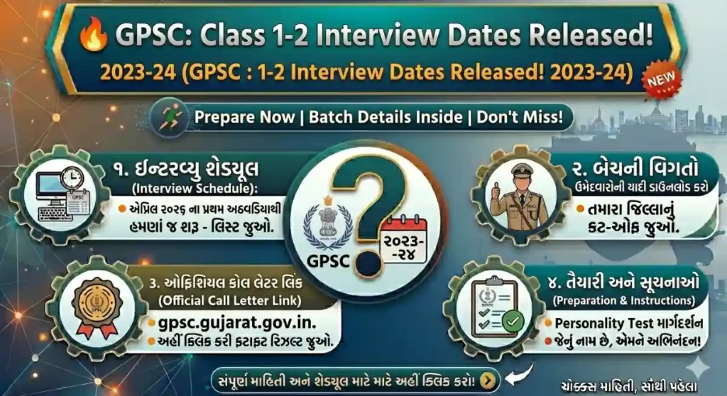 GPSC Class 1-2 Interview Dates 2023-24 Announced