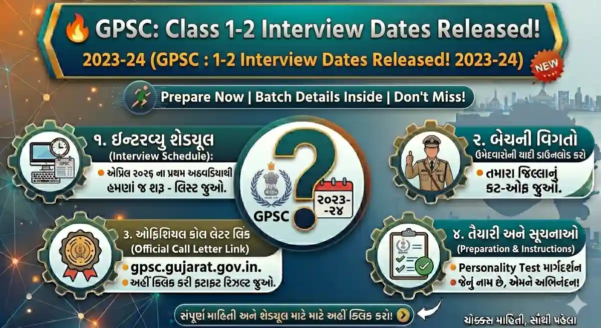 GPSC Class 1-2 Interview Dates 2023-24 Announced